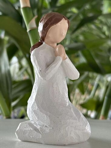 Hodao Resin Female Figurine Holding Flowers-Handcrafted Sculpture Statue for Home Decor-Elegant Resin Art Collectible for Shelf,Table or Mantel-Thoughtful Gift for Sympathy,Comfort,Remembrance (2) in Saudi Arabia