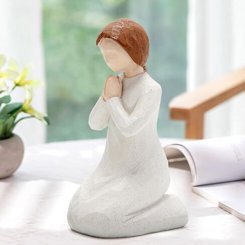 Hodao Resin Female Figurine Holding Flowers-Handcrafted Sculpture Statue for Home Decor-Elegant Resin Art Collectible for Shelf,Table or Mantel-Thoughtful Gift for Sympathy,Comfort,Remembrance (2) in Saudi Arabia
