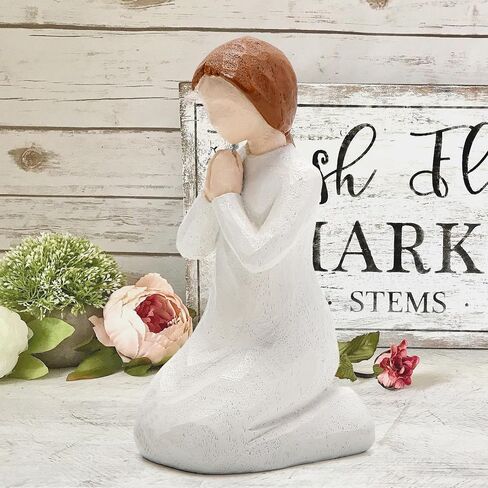 Hodao Resin Female Figurine Holding Flowers-Handcrafted Sculpture Statue for Home Decor-Elegant Resin Art Collectible for Shelf,Table or Mantel-Thoughtful Gift for Sympathy,Comfort,Remembrance (2) in Saudi Arabia