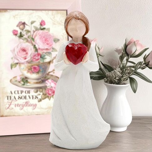 Hodao Resin Female Figurine Holding Flowers-Handcrafted Sculpture Statue for Home Decor-Elegant Resin Art Collectible for Shelf,Table or Mantel-Thoughtful Gift for Sympathy,Comfort,Remembrance (2) in Kuwait