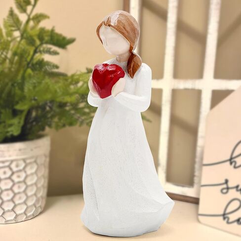 Hodao Resin Female Figurine Holding Flowers-Handcrafted Sculpture Statue for Home Decor-Elegant Resin Art Collectible for Shelf,Table or Mantel-Thoughtful Gift for Sympathy,Comfort,Remembrance (2) in Kuwait