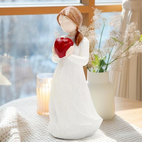 Hodao Resin Female Figurine Holding Flowers-Handcrafted Sculpture Statue for Home Decor-Elegant Resin Art Collectible for Shelf,Table or Mantel-Thoughtful Gift for Sympathy,Comfort,Remembrance (2) in Kuwait