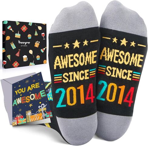 HAPPYPOP 10 Year Old Birthday Gifts Ideas for Boys - Socks for Kids Age 10, 2014 Birthday Gifts for Tween Girls, Happy Birthday Gift Box with Greeting Card in Saudi Arabia