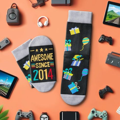 HAPPYPOP 10 Year Old Birthday Gifts Ideas for Boys - Socks for Kids Age 10, 2014 Birthday Gifts for Tween Girls, Happy Birthday Gift Box with Greeting Card in Saudi Arabia
