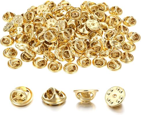Giantree 100 Pcs Enamel Pin Locking Backs, Lapel Pin Backs Keepers Locking Clasp Pin Backs Replacement for Brooch Tie Hat Badge Insignia Craft Making Lapel Enamel Hat (Gold) in Saudi Arabia