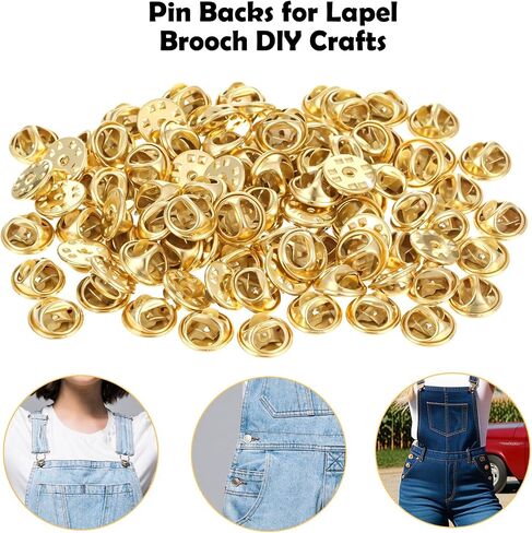 Giantree 100 Pcs Enamel Pin Locking Backs, Lapel Pin Backs Keepers Locking Clasp Pin Backs Replacement for Brooch Tie Hat Badge Insignia Craft Making Lapel Enamel Hat (Gold) in Saudi Arabia