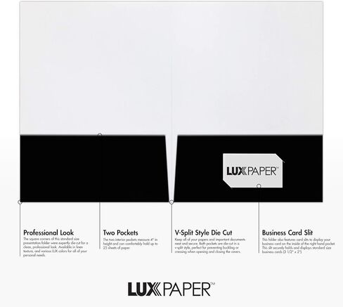 مجلدات العروض التقديمية من LUXPaper مقاس 9 × 12 بوصة | جيبين | لمعان أسود | 14 نقطة. الغلاف | 25 الكمية in Saudi Arabia