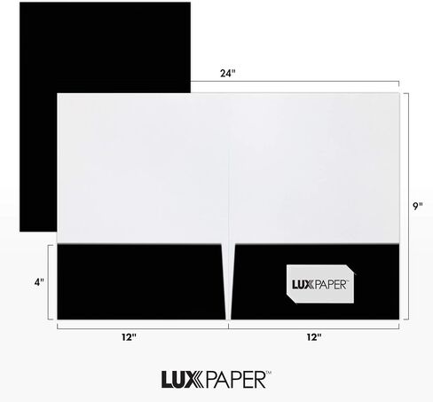 مجلدات العروض التقديمية من LUXPaper مقاس 9 × 12 بوصة | جيبين | لمعان أسود | 14 نقطة. الغلاف | 25 الكمية in Saudi Arabia