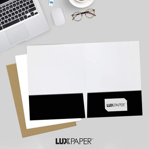 مجلدات العروض التقديمية من LUXPaper مقاس 9 × 12 بوصة | جيبين | لمعان أسود | 14 نقطة. الغلاف | 25 الكمية in Saudi Arabia