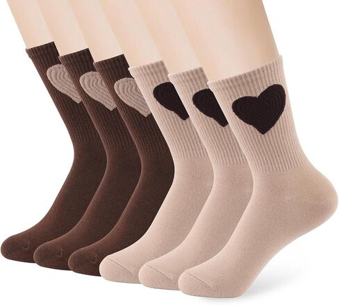 6 Pairs Women's Crew Socks Ankle High Cotton Funny Cute Lovely Heart Athletic Running Socks Birthday Gifts For Women in Saudi Arabia