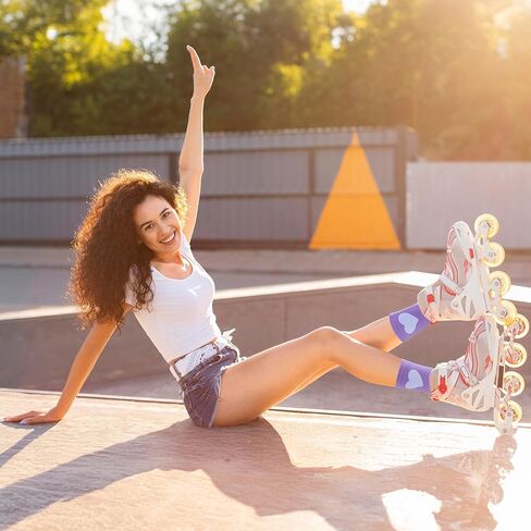 6 أزواج من الجوارب النسائية للكاحل عالية القطن مضحك لطيف جميل القلب رياضي الجري الجوارب هدايا عيد الميلاد للنساء in Kuwait