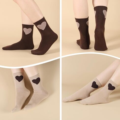 6 Pairs Women's Crew Socks Ankle High Cotton Funny Cute Lovely Heart Athletic Running Socks Birthday Gifts For Women in Saudi Arabia