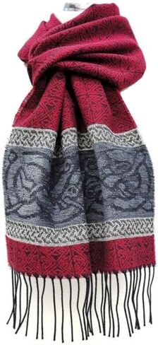 Celtic Jacquard Scarf With Fringe, Made in Scotland One Size Irish Scarf in Saudi Arabia