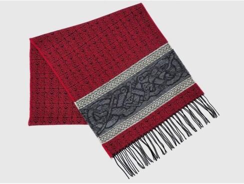 Celtic Jacquard Scarf With Fringe, Made in Scotland One Size Irish Scarf in Saudi Arabia
