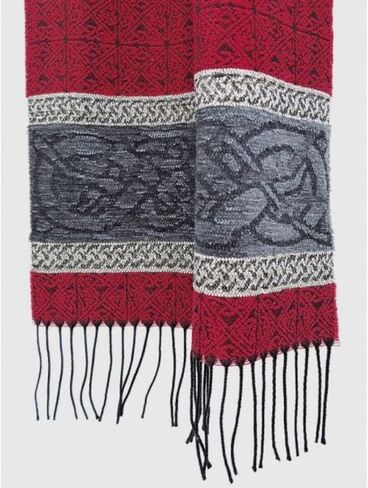 Celtic Jacquard Scarf With Fringe, Made in Scotland One Size Irish Scarf in Saudi Arabia
