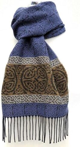 Celtic Jacquard Scarf With Fringe, Made in Scotland One Size Irish Scarf in Saudi Arabia