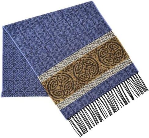 Celtic Jacquard Scarf With Fringe, Made in Scotland One Size Irish Scarf in Saudi Arabia