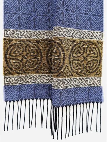 Celtic Jacquard Scarf With Fringe, Made in Scotland One Size Irish Scarf in Saudi Arabia