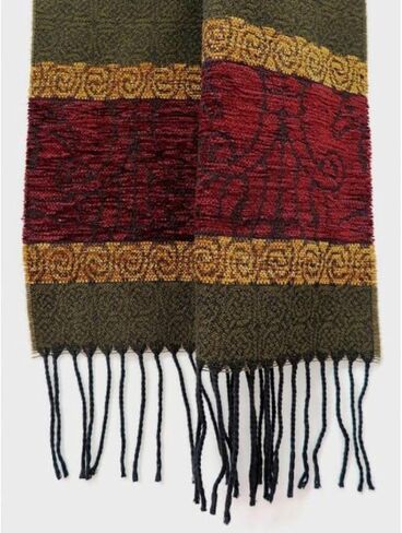 Celtic Jacquard Scarf With Fringe, Made in Scotland One Size Irish Scarf in Saudi Arabia