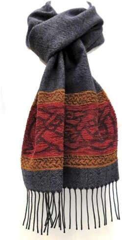 Celtic Jacquard Scarf With Fringe, Made in Scotland One Size Irish Scarf in Saudi Arabia