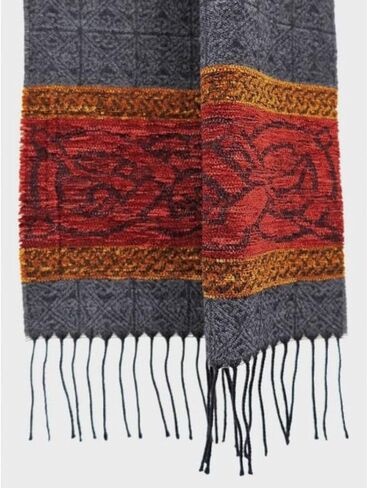 Celtic Jacquard Scarf With Fringe, Made in Scotland One Size Irish Scarf in Saudi Arabia