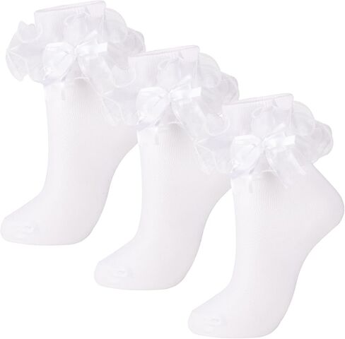 جوارب نسائية ذات كشكشة كبيرة من Dichry بأساور دوارة من الدانتيل المزدوج (مقاس 9-11) in Kuwait