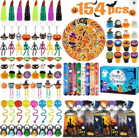 154pcs Halloween Party Toys Assortment for Kids, Halloween Stuff Bulk Goodies Toys for Party Supplies, Halloween Treats Non Candy Gifts School Classroom Carnival Prizes, Treasure Box Toy Chest in Saudi Arabia