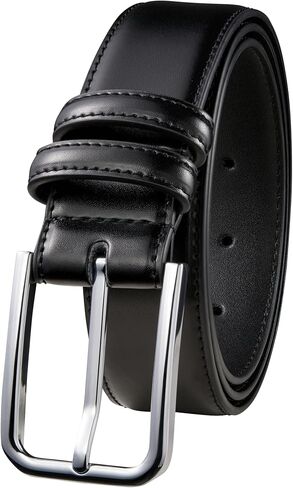Men's Dress Belt, 1.38" Wide Genuine Leather Casual Belt with Classic Buckle, Packed in Gift Box in Saudi Arabia
