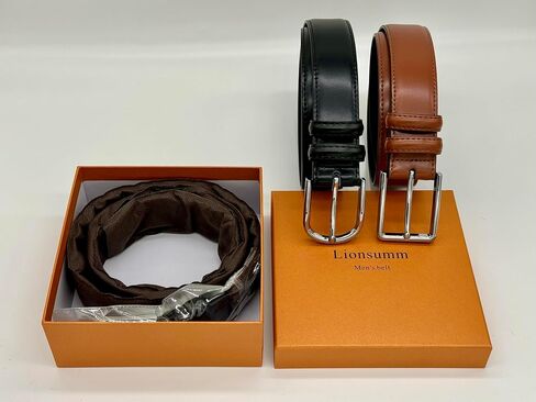 Men's Dress Belt, 1.38" Wide Genuine Leather Casual Belt with Classic Buckle, Packed in Gift Box in Saudi Arabia