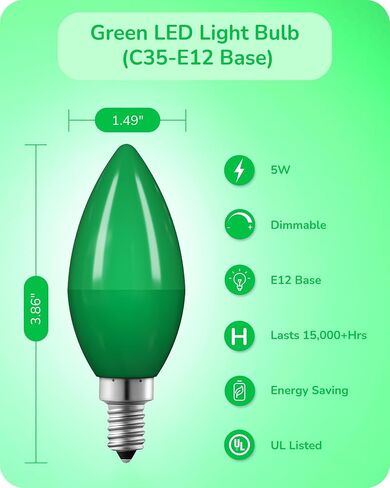 EDISHINE Orange Dimmable Light Bulbs, C35 E12 Candelabra Bulbs, 60 Watt Equivalent, LED Chandelier Bulb, Vintage Candle Light Bulb, Decorative Lighting for Christmas, Party, Porch, 6 Pack in Kuwait
