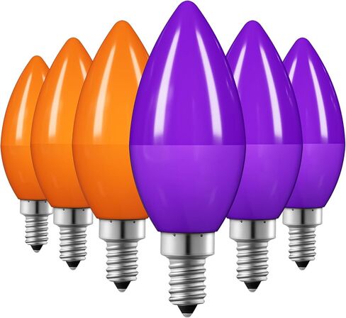 EDISHINE لمبة إضاءة أرجوانية قابلة للتعتيم، مصابيح شمعدان C35 E12، ما يعادل 60 واط، لمبة ثريا LED، لمبة إضاءة شمعة عتيقة، إضاءة زخرفية للهالوين، عيد الميلاد، الحفلات، الشرفة، 6 عبوات in Kuwait