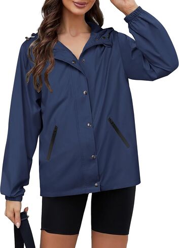 Zeagoo Rain Jacket Women Lightweight Waterproof Windbreaker Hooded Zip Raincoat with Pockets Active Travel Outdoor Fashion in Saudi Arabia