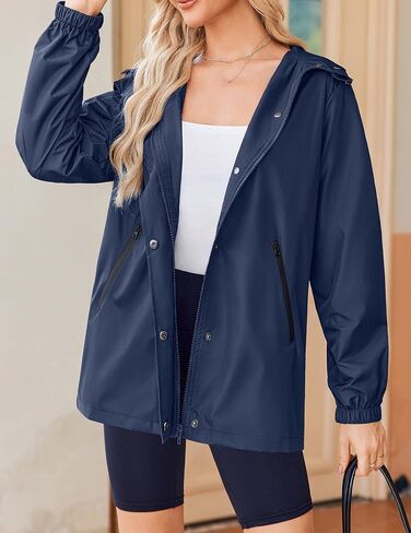 Zeagoo Rain Jacket Women Lightweight Waterproof Windbreaker Hooded Zip Raincoat with Pockets Active Travel Outdoor Fashion in Saudi Arabia