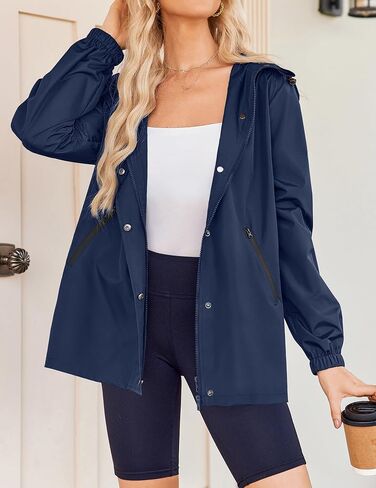 Zeagoo Rain Jacket Women Lightweight Waterproof Windbreaker Hooded Zip Raincoat with Pockets Active Travel Outdoor Fashion in Saudi Arabia