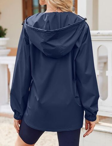 Zeagoo Rain Jacket Women Lightweight Waterproof Windbreaker Hooded Zip Raincoat with Pockets Active Travel Outdoor Fashion in Saudi Arabia