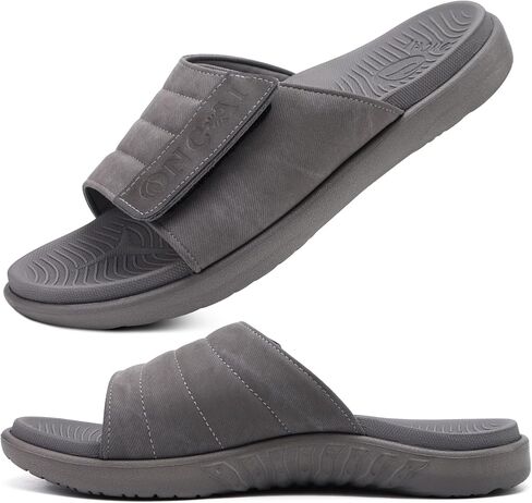 ONCAI Mens Sandals Adjustable Straps Orthotic Plantar Fasciitis Open Toe Athletic Sport Slides with Soft Comfy Arch Support Footbed Size 7.5-15 in Kuwait