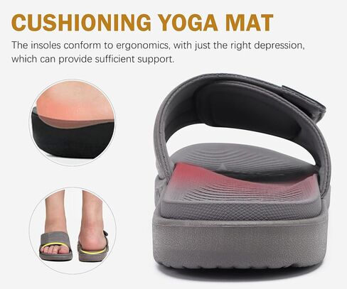 ONCAI Mens Sandals Adjustable Straps Orthotic Plantar Fasciitis Open Toe Athletic Sport Slides with Soft Comfy Arch Support Footbed Size 7.5-15 in Kuwait