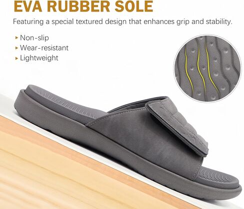 ONCAI Mens Sandals Adjustable Straps Orthotic Plantar Fasciitis Open Toe Athletic Sport Slides with Soft Comfy Arch Support Footbed Size 7.5-15 in Kuwait