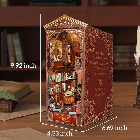 Quanquer DIY Book Nook Kit - DIY Dollhouse Booknook with LED Light - 3D Wooden Puzzle Miniature House Kits - Craft Kits for Adults - Bookshelf Insert Decor - Gifts Family and Friends(Magic Laboratory) in Saudi Arabia