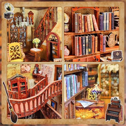 Quanquer DIY Book Nook Kit - DIY Dollhouse Booknook with LED Light - 3D Wooden Puzzle Miniature House Kits - Craft Kits for Adults - Bookshelf Insert Decor - Gifts Family and Friends(Magic Laboratory) in Saudi Arabia