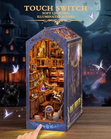 Quanquer DIY Book Nook Kit - DIY Dollhouse Booknook with LED Light - 3D Wooden Puzzle Miniature House Kits - Craft Kits for Adults - Bookshelf Insert Decor - Gifts Family and Friends(Magic Laboratory) in Saudi Arabia