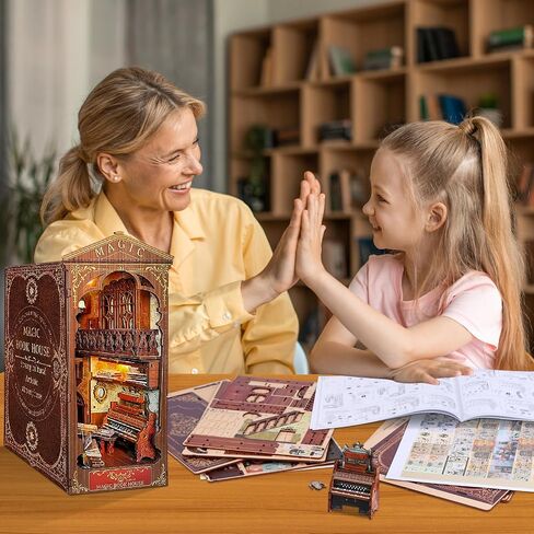 Quanquer DIY Book Nook Kit - DIY Dollhouse Booknook with LED Light - 3D Wooden Puzzle Miniature House Kits - Craft Kits for Adults - Bookshelf Insert Decor - Gifts Family and Friends(Magic Laboratory) in Saudi Arabia