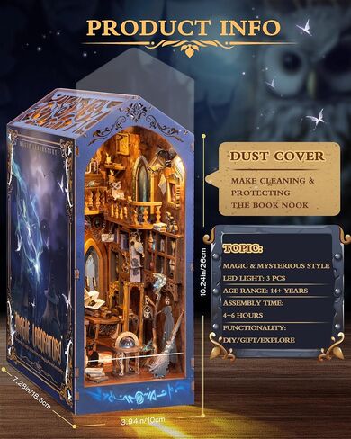 Quanquer DIY Book Nook Kit - DIY Dollhouse Booknook with LED Light - 3D Wooden Puzzle Miniature House Kits - Craft Kits for Adults - Bookshelf Insert Decor - Gifts Family and Friends(Magic Laboratory) in Saudi Arabia