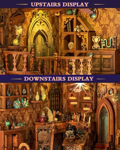 Quanquer DIY Book Nook Kit - DIY Dollhouse Booknook with LED Light - 3D Wooden Puzzle Miniature House Kits - Craft Kits for Adults - Bookshelf Insert Decor - Gifts Family and Friends(Magic Laboratory) in Saudi Arabia