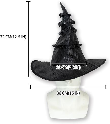 SWEET MAX Black Witch Hat Wizard Hat Wide Brim Top Hat Cosplay Costume Accessories Halloween Party Favors Women Men Large 2024 in Kuwait