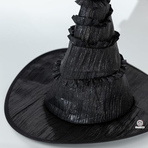SWEET MAX Black Witch Hat Wizard Hat Wide Brim Top Hat Cosplay Costume Accessories Halloween Party Favors Women Men Large 2024 in Kuwait