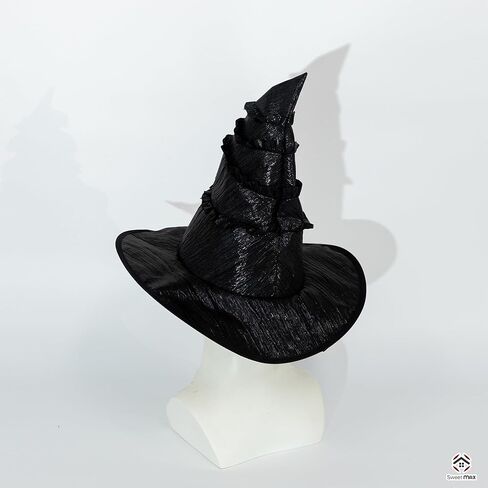 SWEET MAX Black Witch Hat Wizard Hat Wide Brim Top Hat Cosplay Costume Accessories Halloween Party Favors Women Men Large 2024 in Kuwait