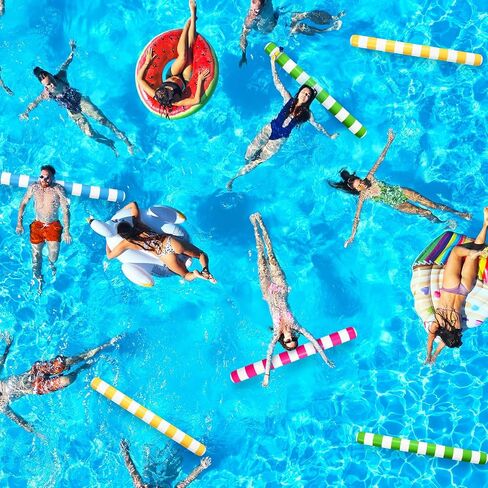 12 Pcs 58.3 Inch Inflatable Pool Noodles Classic Stripes Inflatable Pool Sticks Blow Up Swim Large PVC Pool Floats for Adults Pool Summer Beaches Lake Water Sports Swimming Party Games in Saudi Arabia