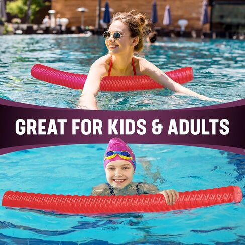 Kemp USA Pool Noodle - يطفو على حمام السباحة للبالغين والأطفال - مقاوم للأشعة فوق البنفسجية مقاس 3.5 بوصة، وملمس مضلع غير قابل للانزلاق - تصميم إسفنجي مريح مطابق للجسم - معكرونة سباحة ضخمة in Kuwait