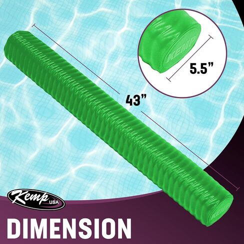 Kemp USA Pool Noodle - يطفو على حمام السباحة للبالغين والأطفال - مقاوم للأشعة فوق البنفسجية مقاس 3.5 بوصة، وملمس مضلع غير قابل للانزلاق - تصميم إسفنجي مريح مطابق للجسم - معكرونة سباحة ضخمة in Kuwait